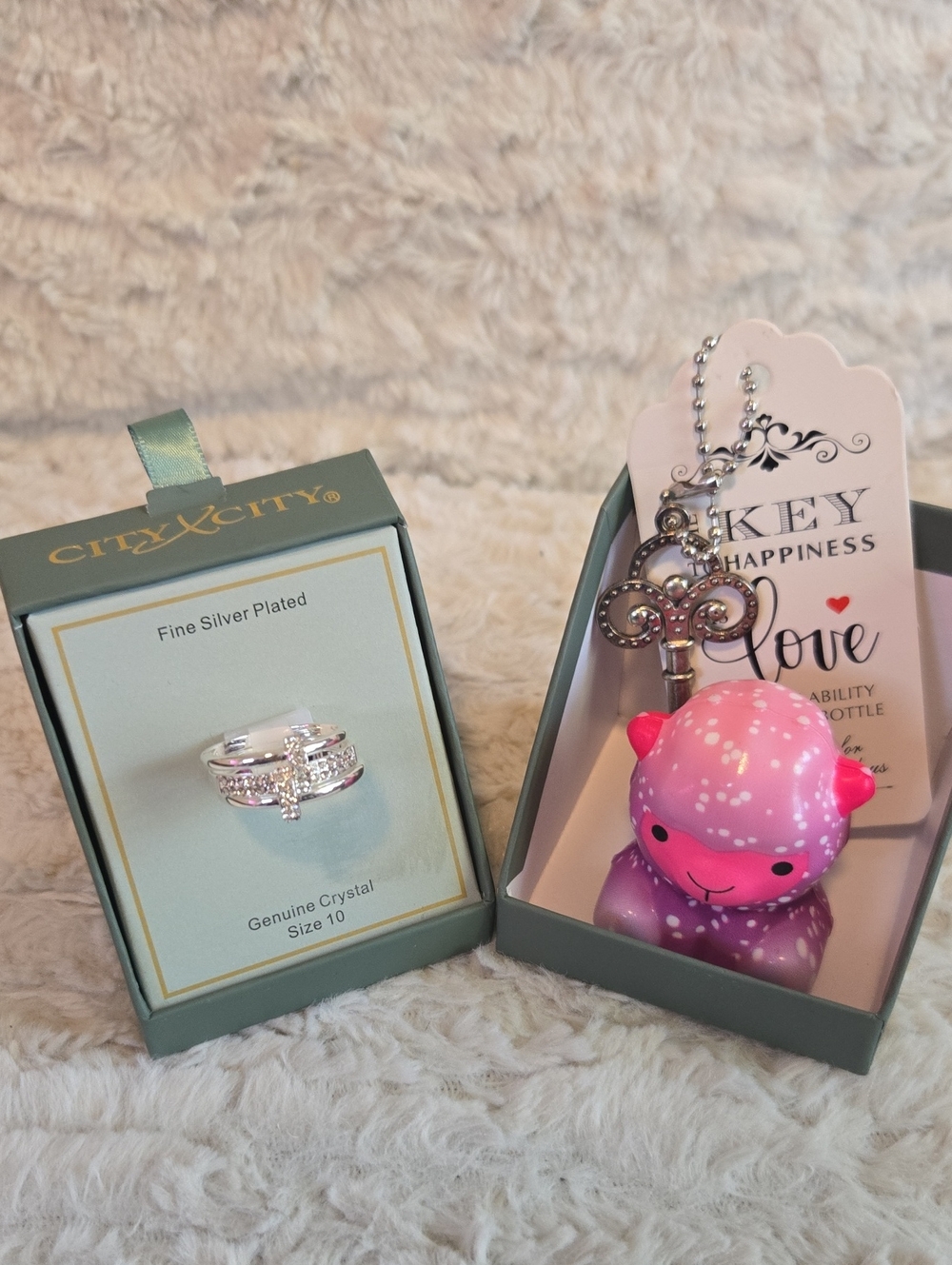 Silver Plated Crystal Ring Size 10